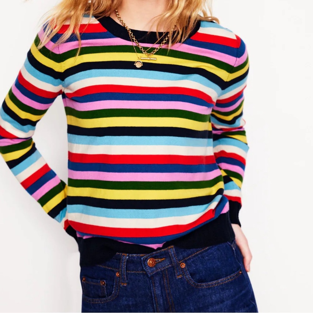 100 % CASHMERE Colorful Lingua Franca Crewneck Sweater size XS